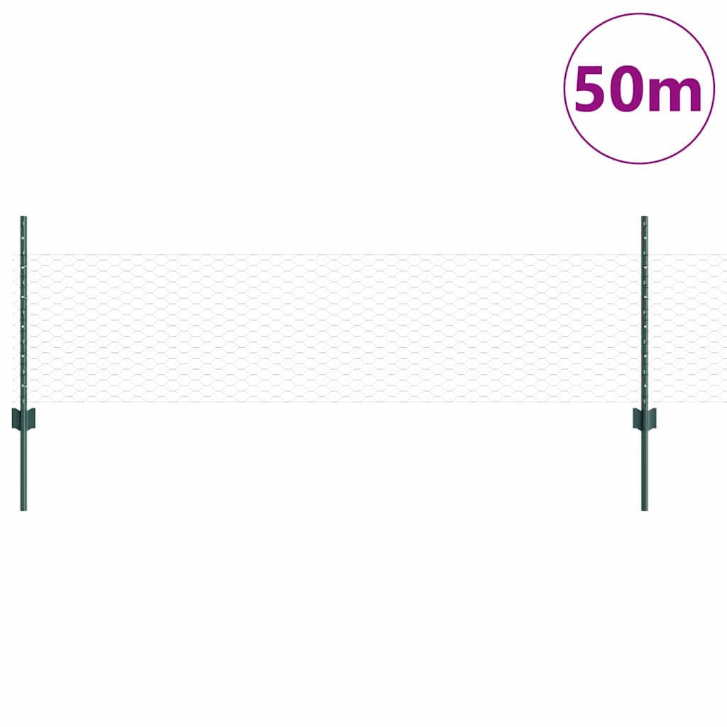 Heksagonalna ograda s stubom 50 x 0,5 m Čelik premazan PVC-om