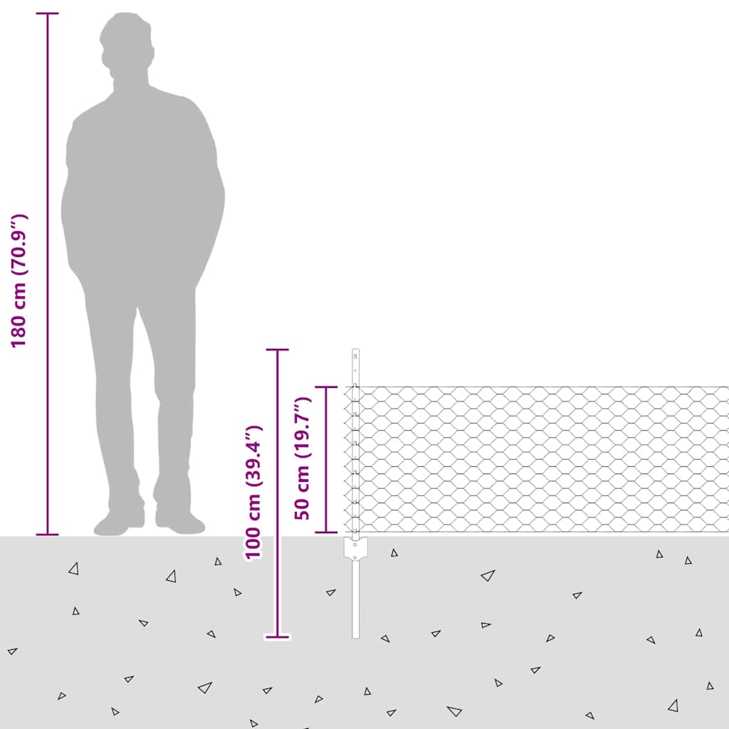 Heksagonalna ograda s stubom 50 x 0,5 m Čelik premazan PVC-om