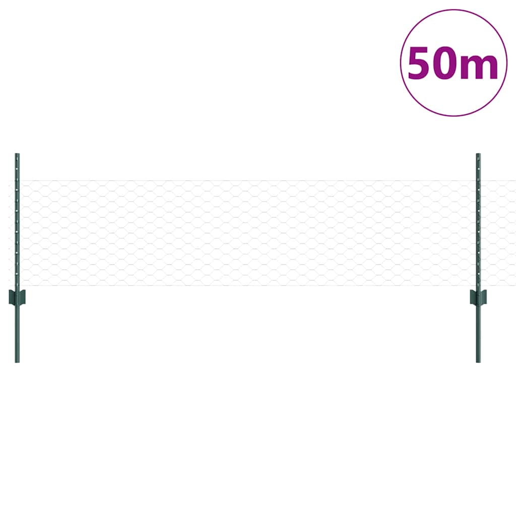 Heksagonalna ograda s stubom 50 x 0,5 m Čelik premazan PVC-om