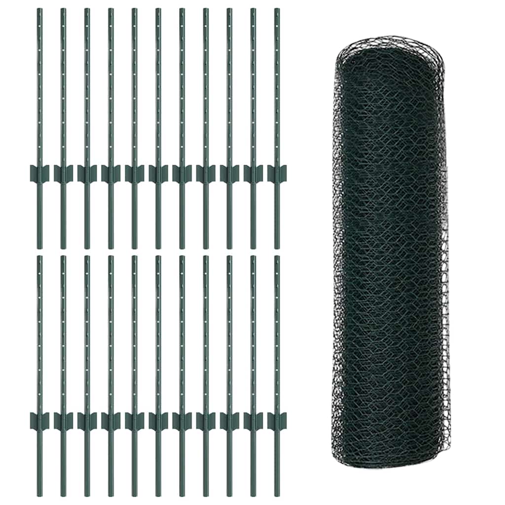 Heksagonalna ograda s stubom 50 x 0,6 m Čelik premazan PVC-om