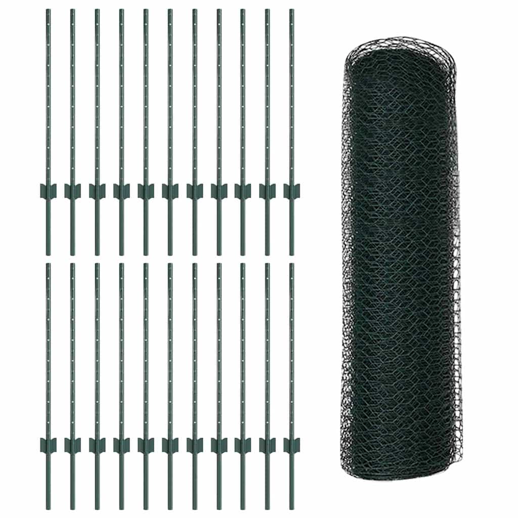 Heksagonalna ograda s stubom 50 x 0,8 m Čelik premazan PVC-om
