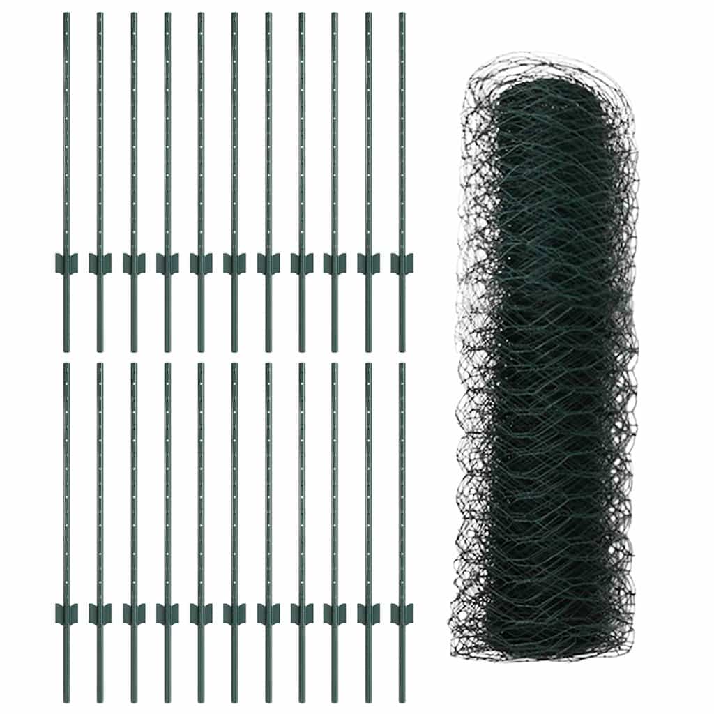 Heksagonalna ograda s stubom 50 x 0,8 m Čelik premazan PVC-om