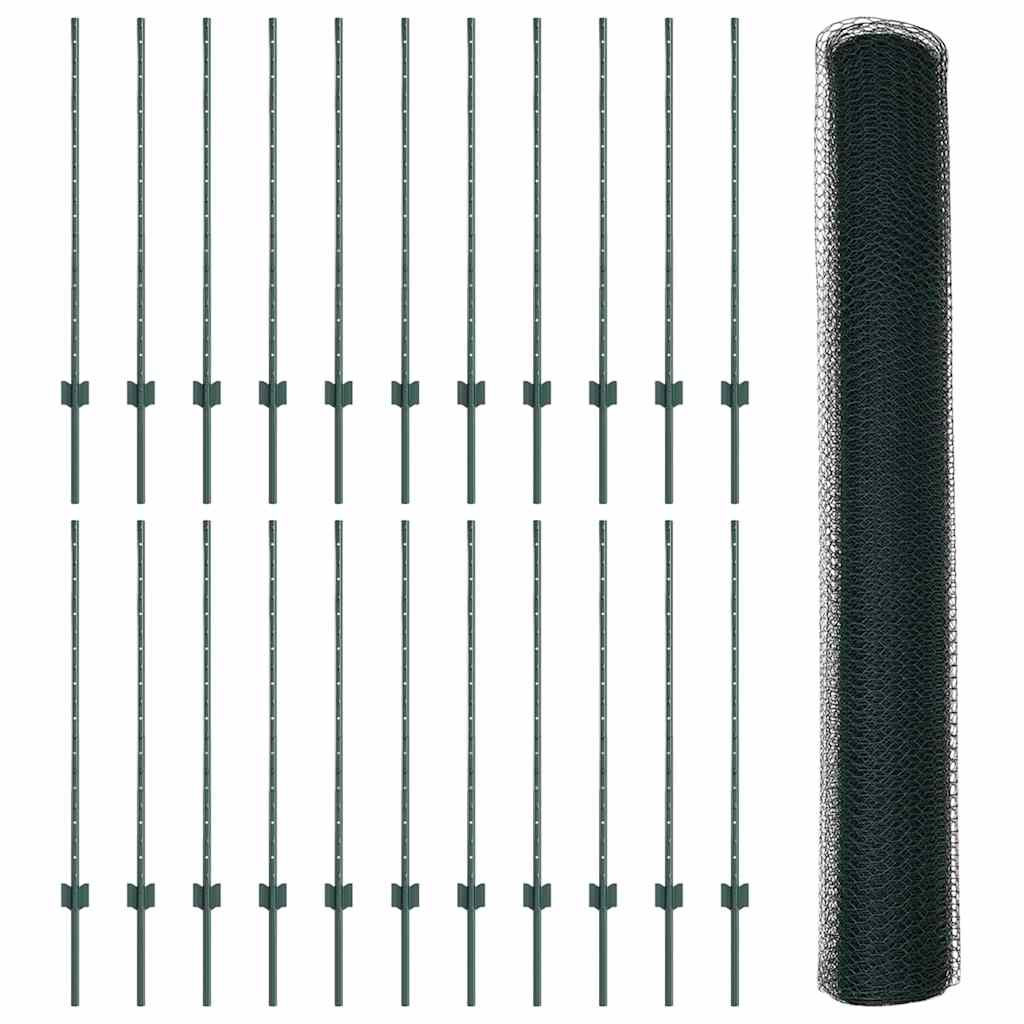 Heksagonalna ograda s stubom 50 x 1 m Čelik premazan PVC-om