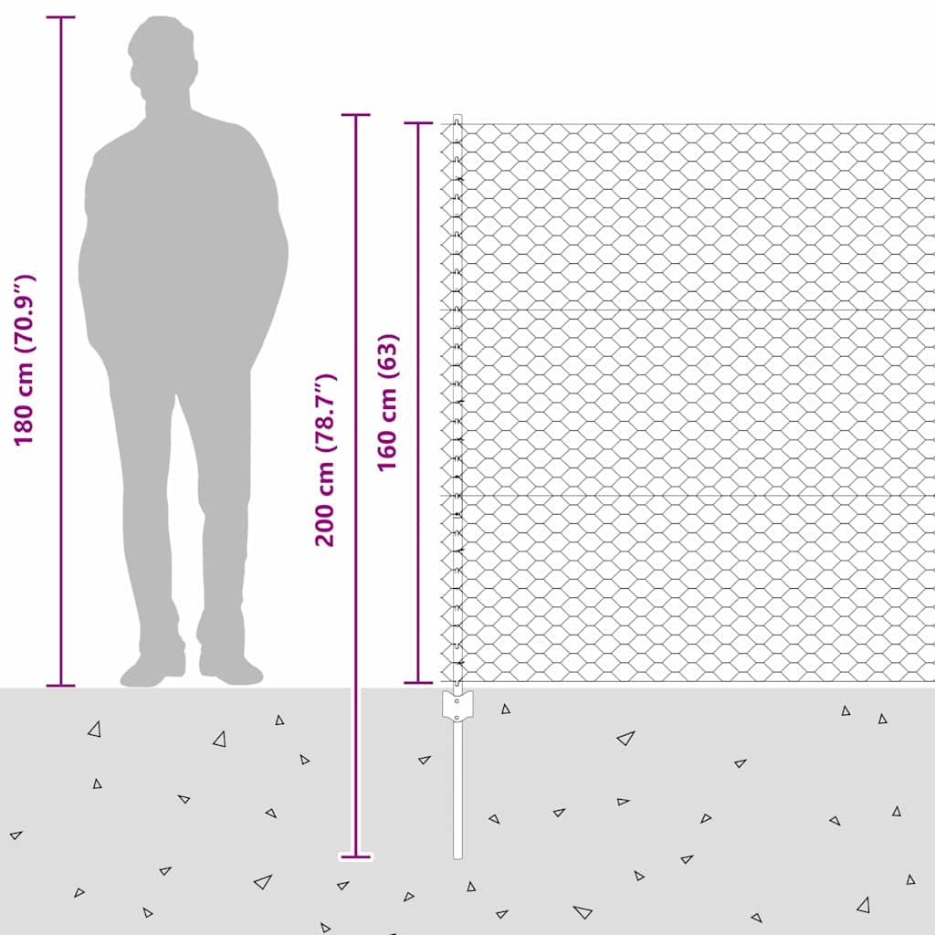 Heksagonalna ograda s stubom 50 x 1,6 m Čelik premazan PVC-om