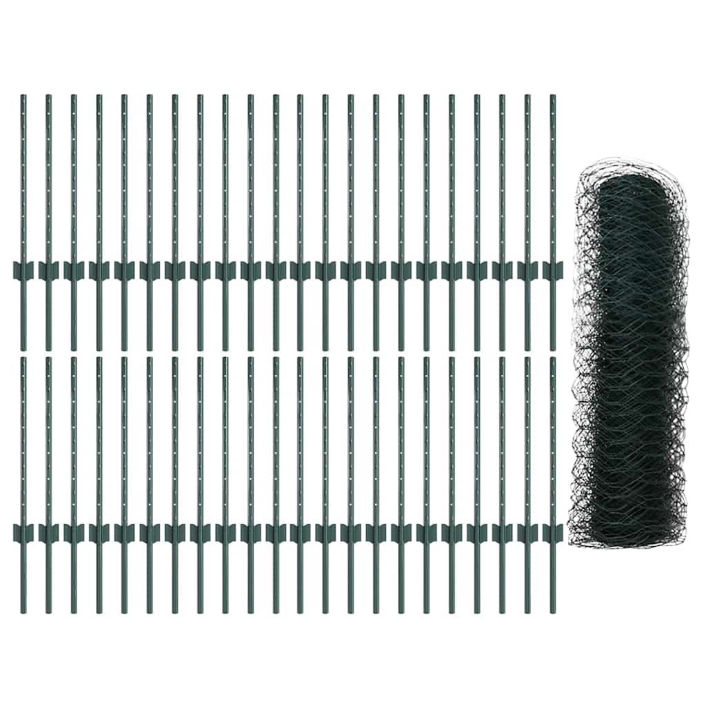 Heksagonalna ograda s stubom 100 x 0,5 m Čelik premazan PVC-om