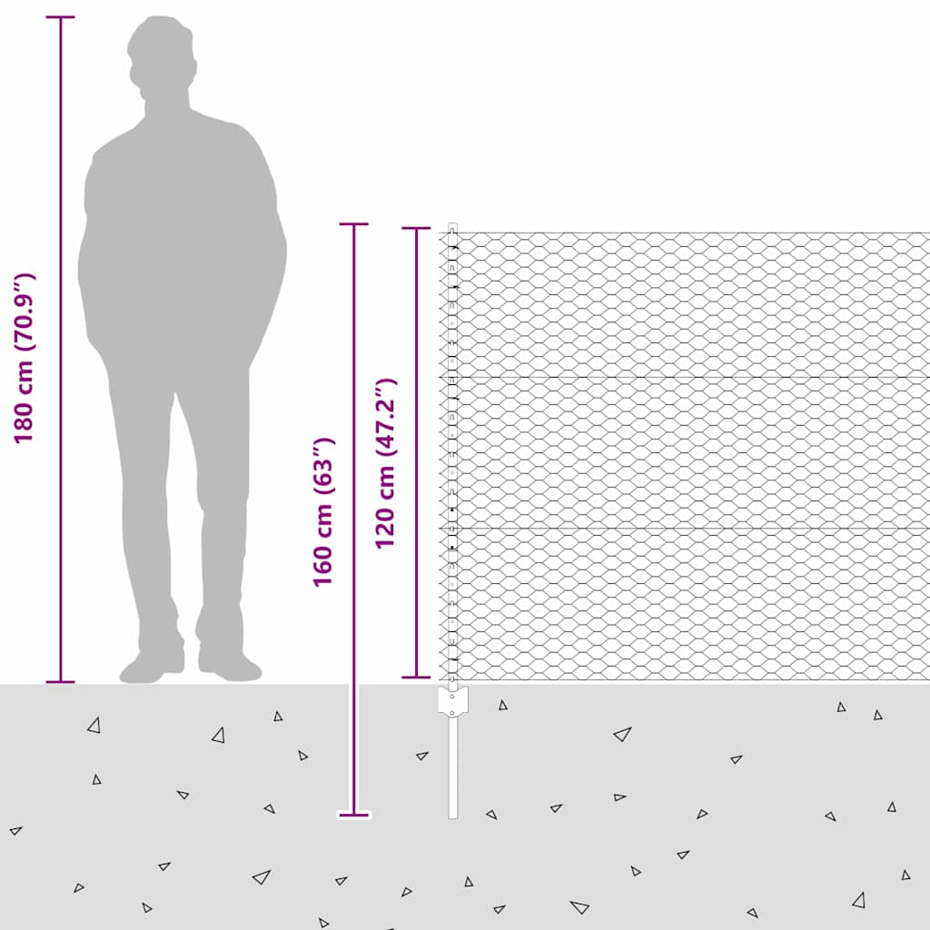 Heksagonalna ograda s stubom 100 x 1,2 m Čelik premazan PVC-om
