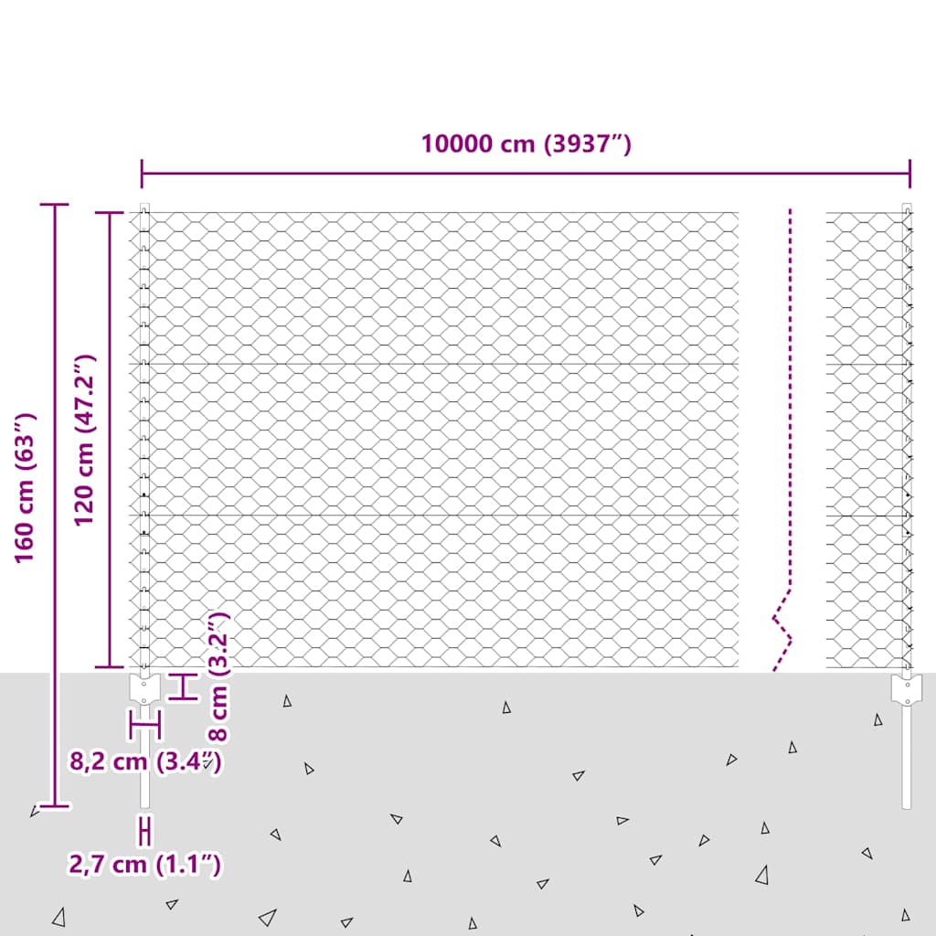 Zavarena žičana ograda 100 x 1,2 m (Š x V)
