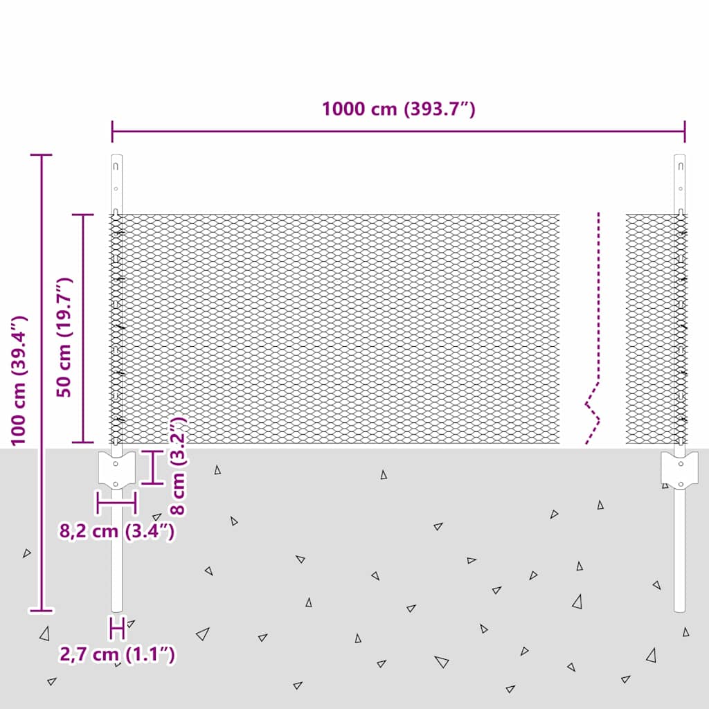 Zavarena žičana ograda 10 x 0,5 m (Š x V) Čelik premazan PVC-om
