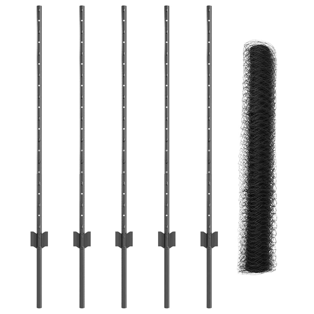 Heksagonalna ograda s stubom 10 x 1 m Čelik premazan PVC-om