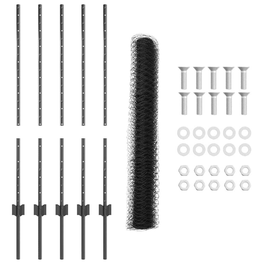 Heksagonalna ograda s stubom 10 x 1 m Čelik premazan PVC-om