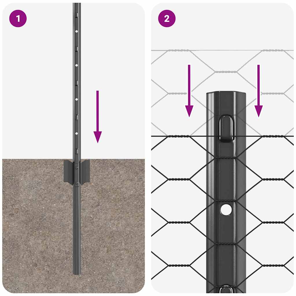 Heksagonalna ograda s stubom 25 x 0,6 m Čelik premazan PVC-om