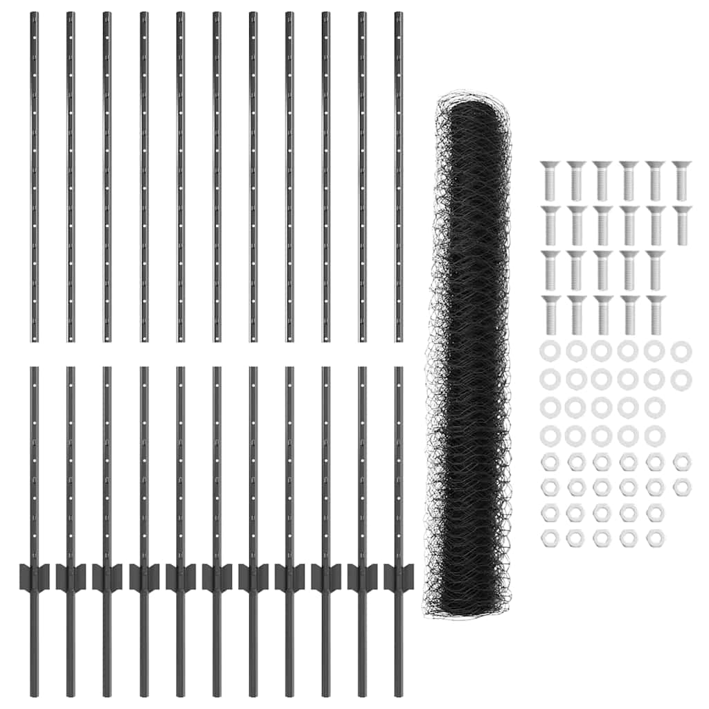 Heksagonalna ograda s stubom 25 x 1,2 m Čelik premazan PVC-om