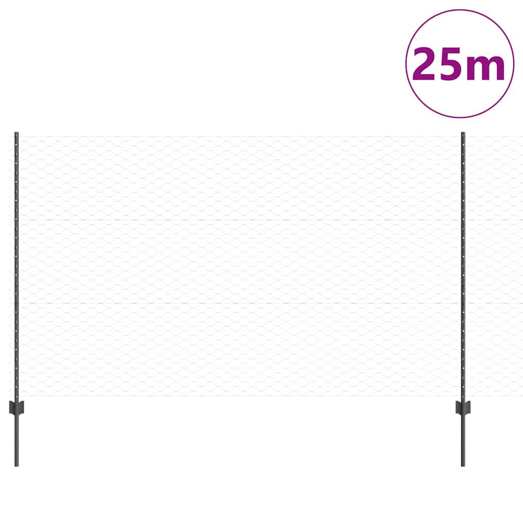 Heksagonalna ograda s stubom 25 x 1,4 m Čelik premazan PVC-om