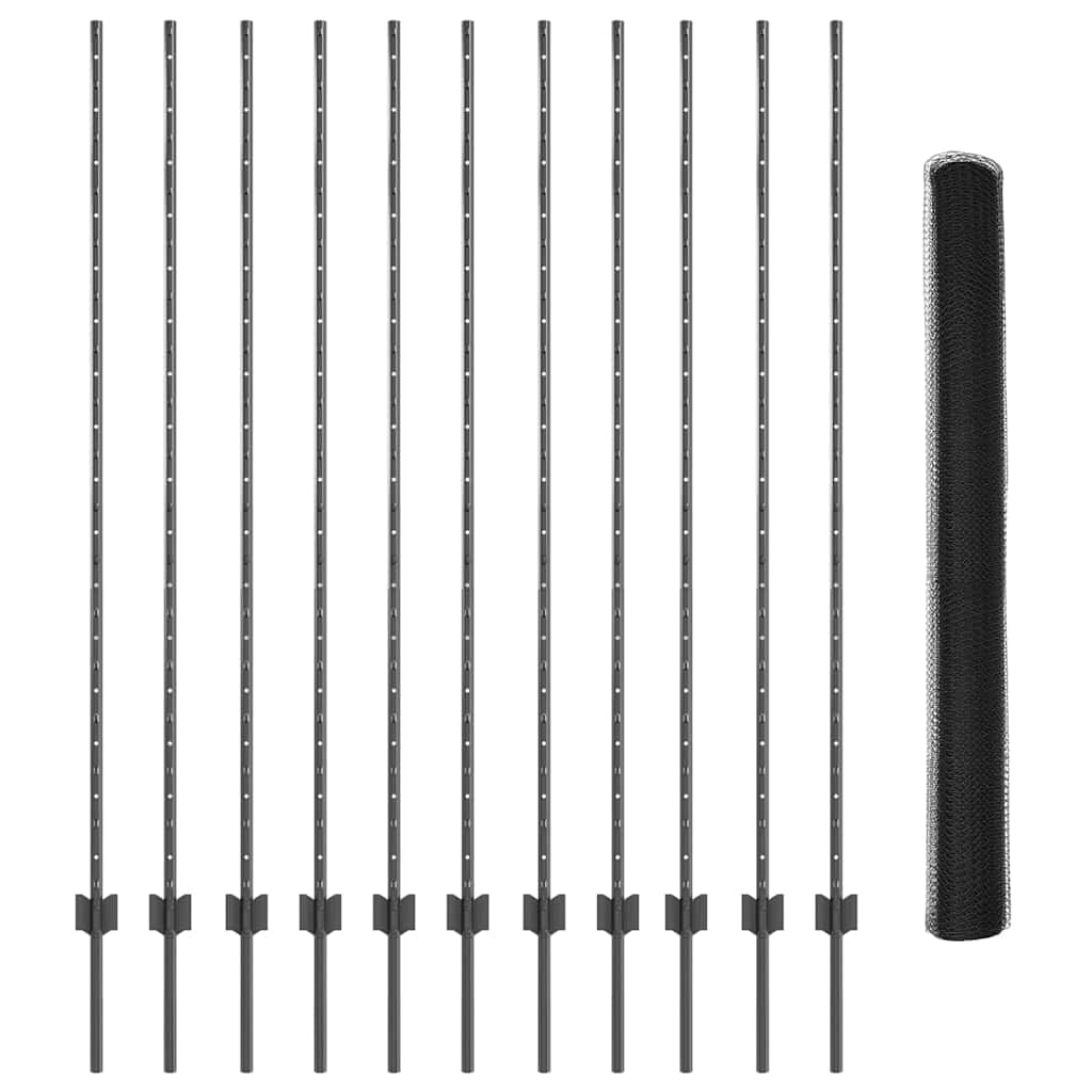 Heksagonalna ograda s stubom 25 x 1,5 m Čelik premazan PVC-om