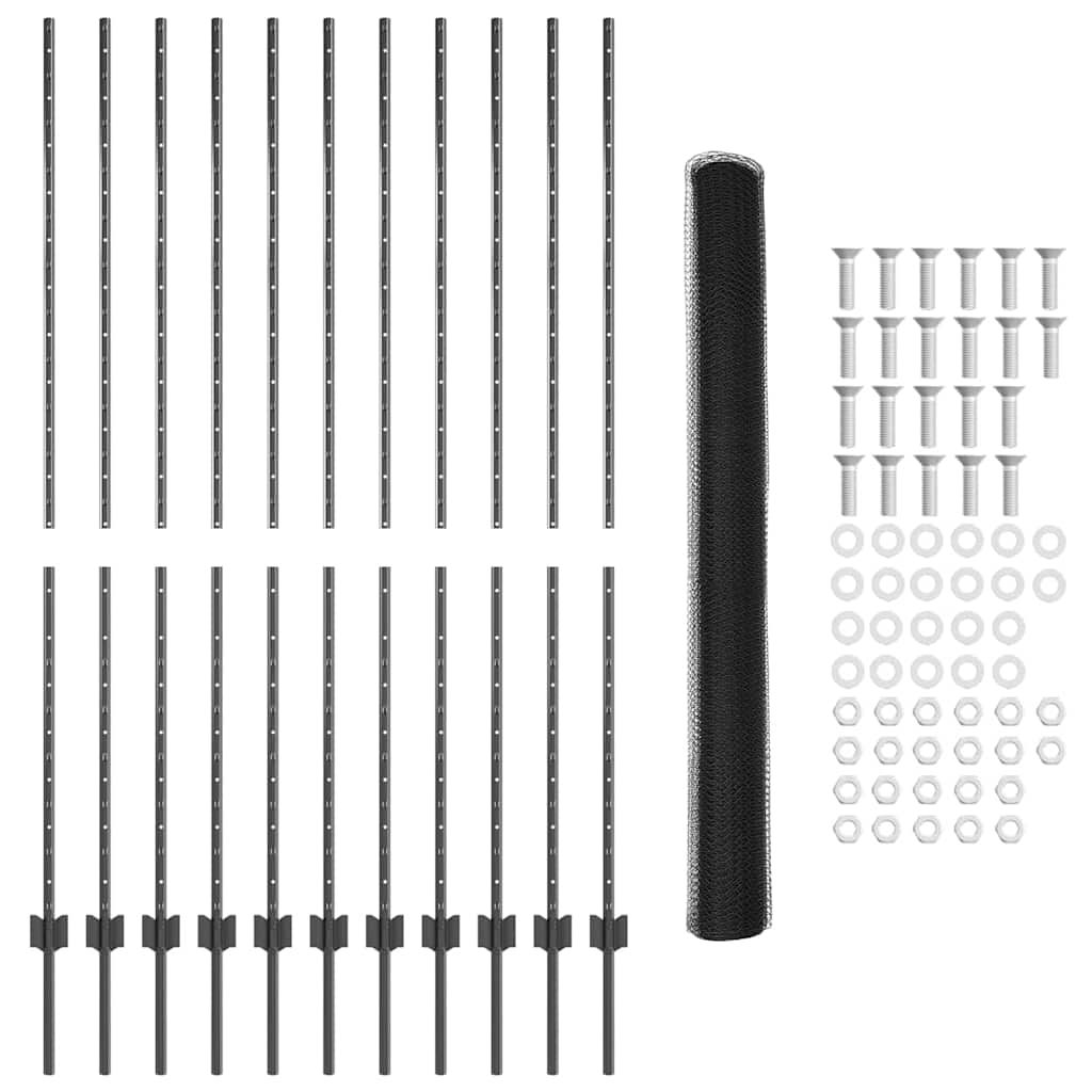 Heksagonalna ograda s stubom 25 x 1,5 m Čelik premazan PVC-om
