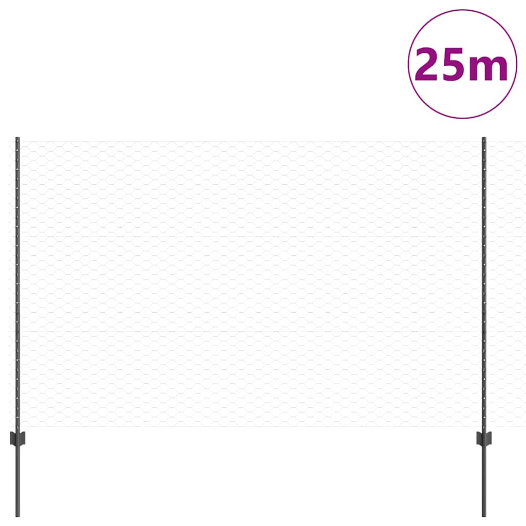 Heksagonalna ograda s stubom 25 x 1,5 m Čelik premazan PVC-om