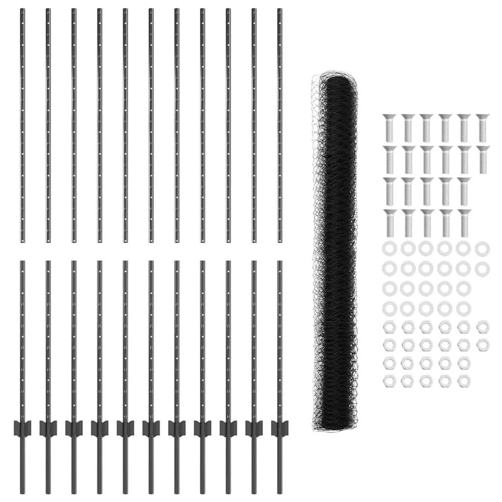 Heksagonalna ograda s stubom 25 x 1,6 m Čelik premazan PVC-om