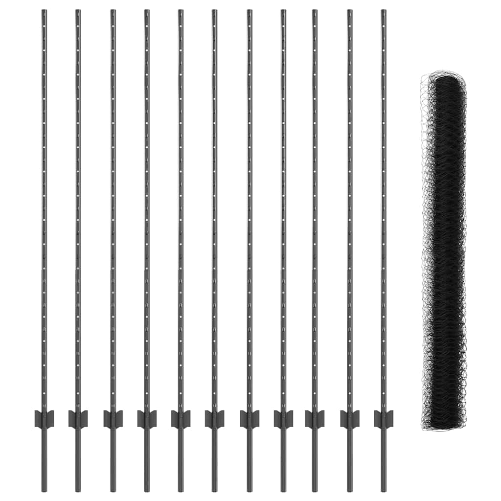 Heksagonalna ograda s stubom 25 x 1,6 m Čelik premazan PVC-om