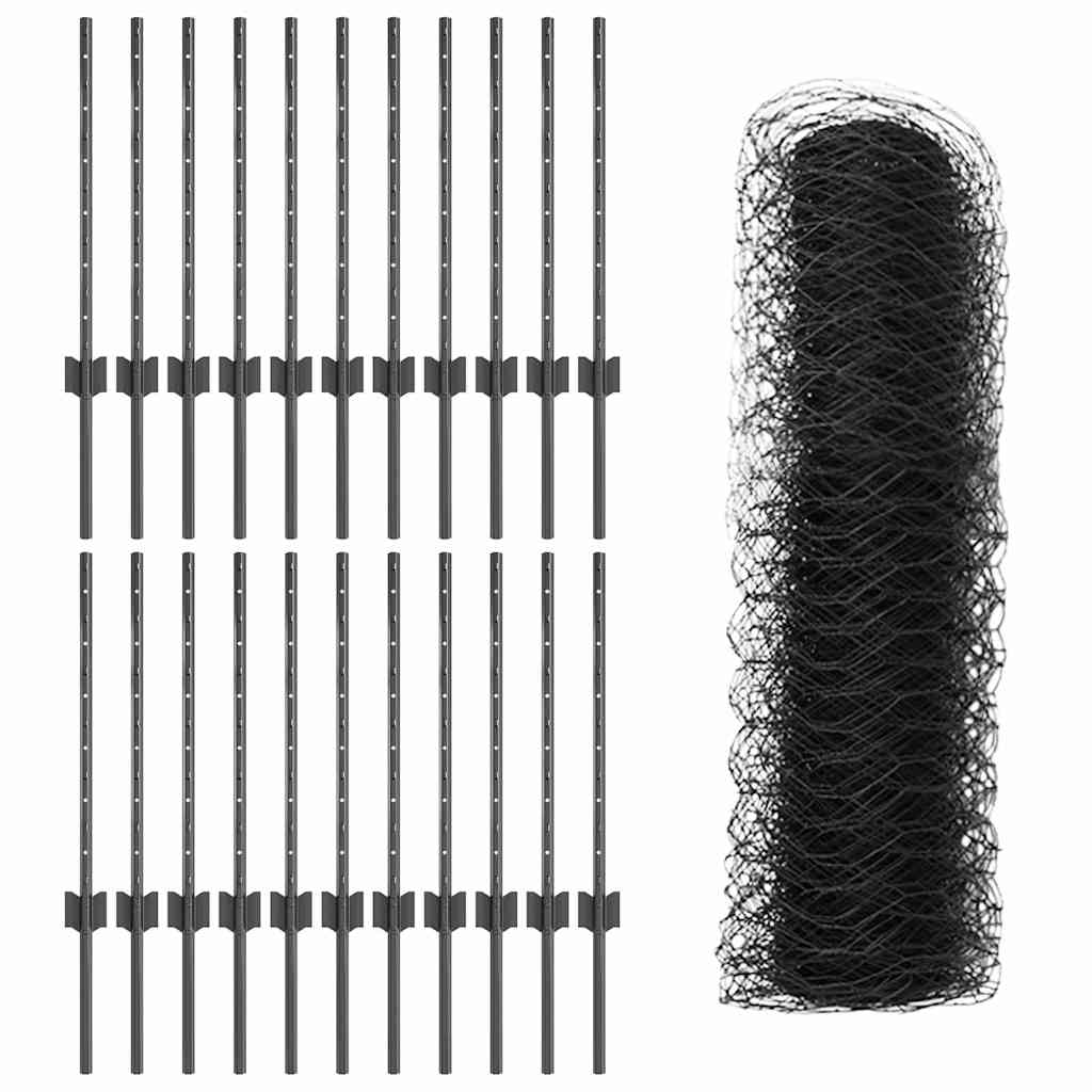 Heksagonalna ograda s stubom 50 x 0,5 m Čelik premazan PVC-om