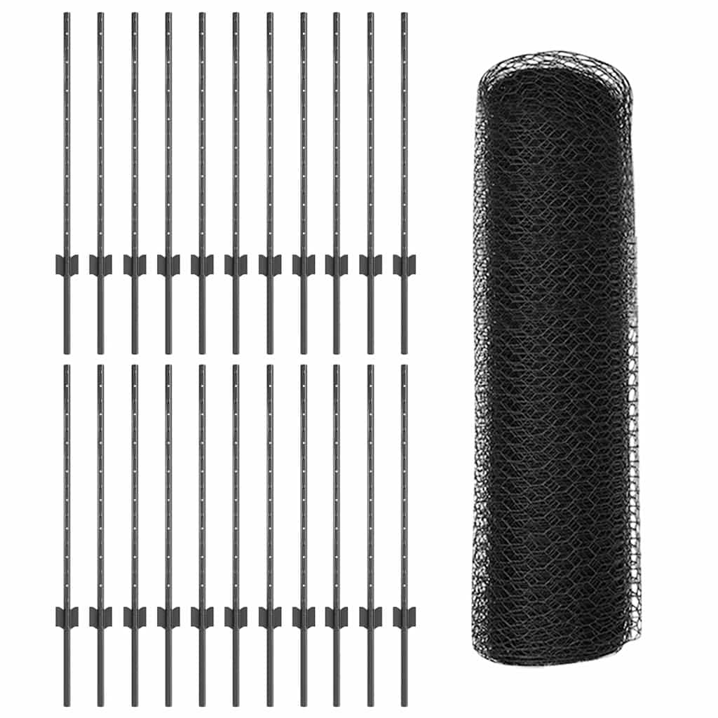 Heksagonalna ograda s stubom 50 x 0,8 m Čelik premazan PVC-om