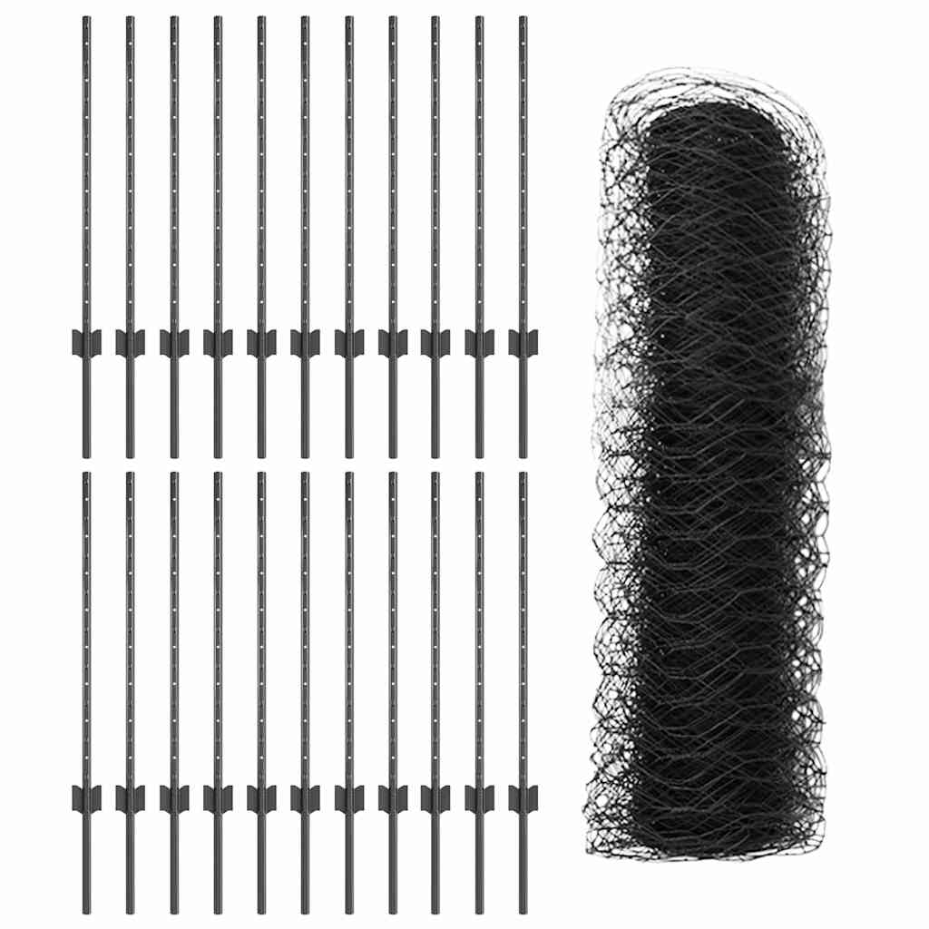 Heksagonalna ograda s stubom 50 x 0,8 m Čelik premazan PVC-om