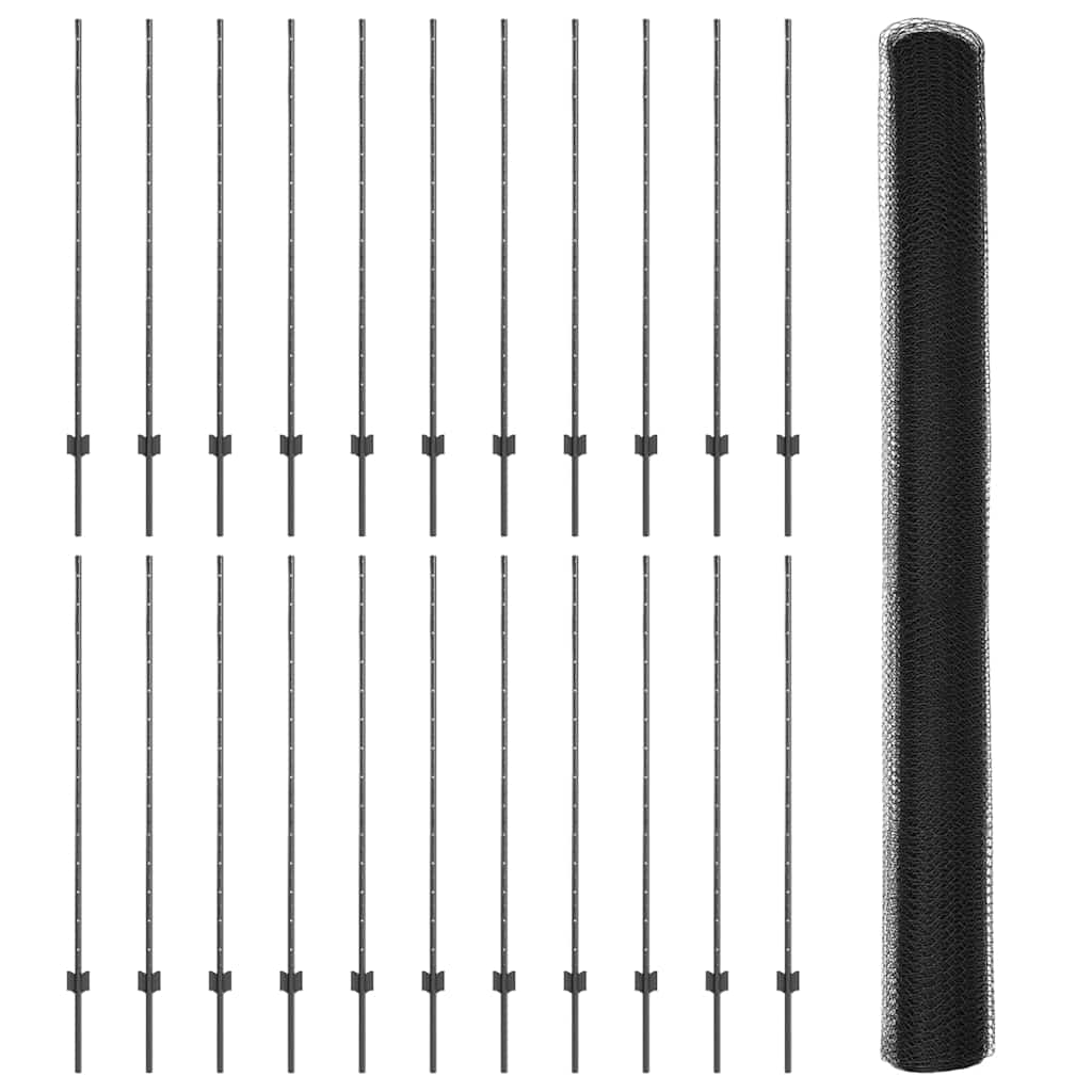 Heksagonalna ograda s stubom 50 x 1,4 m Čelik premazan PVC-om