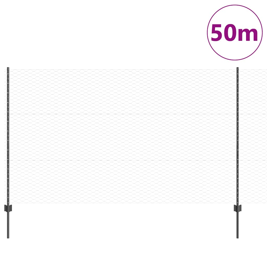Heksagonalna ograda s stubom 50 x 1,4 m Čelik premazan PVC-om