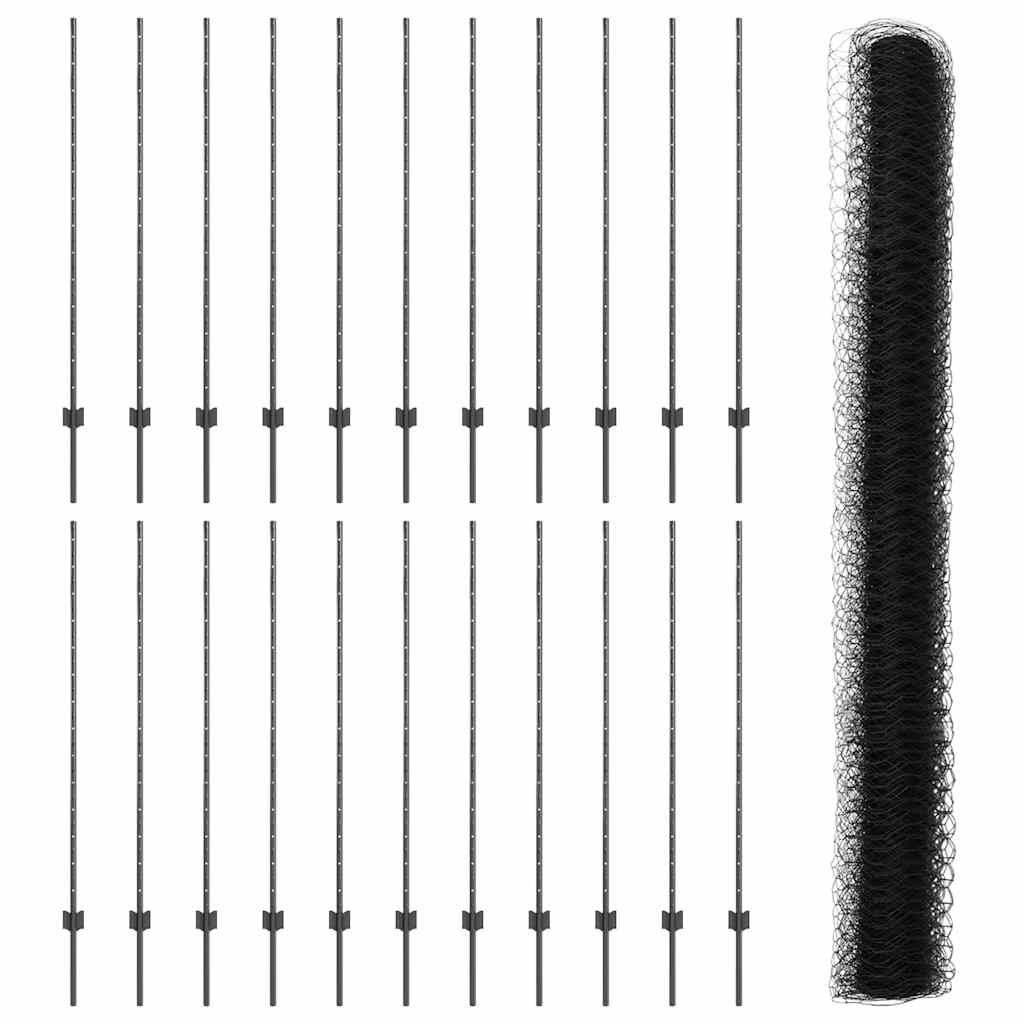 Heksagonalna ograda s stubom 50 x 1,4 m Čelik premazan PVC-om