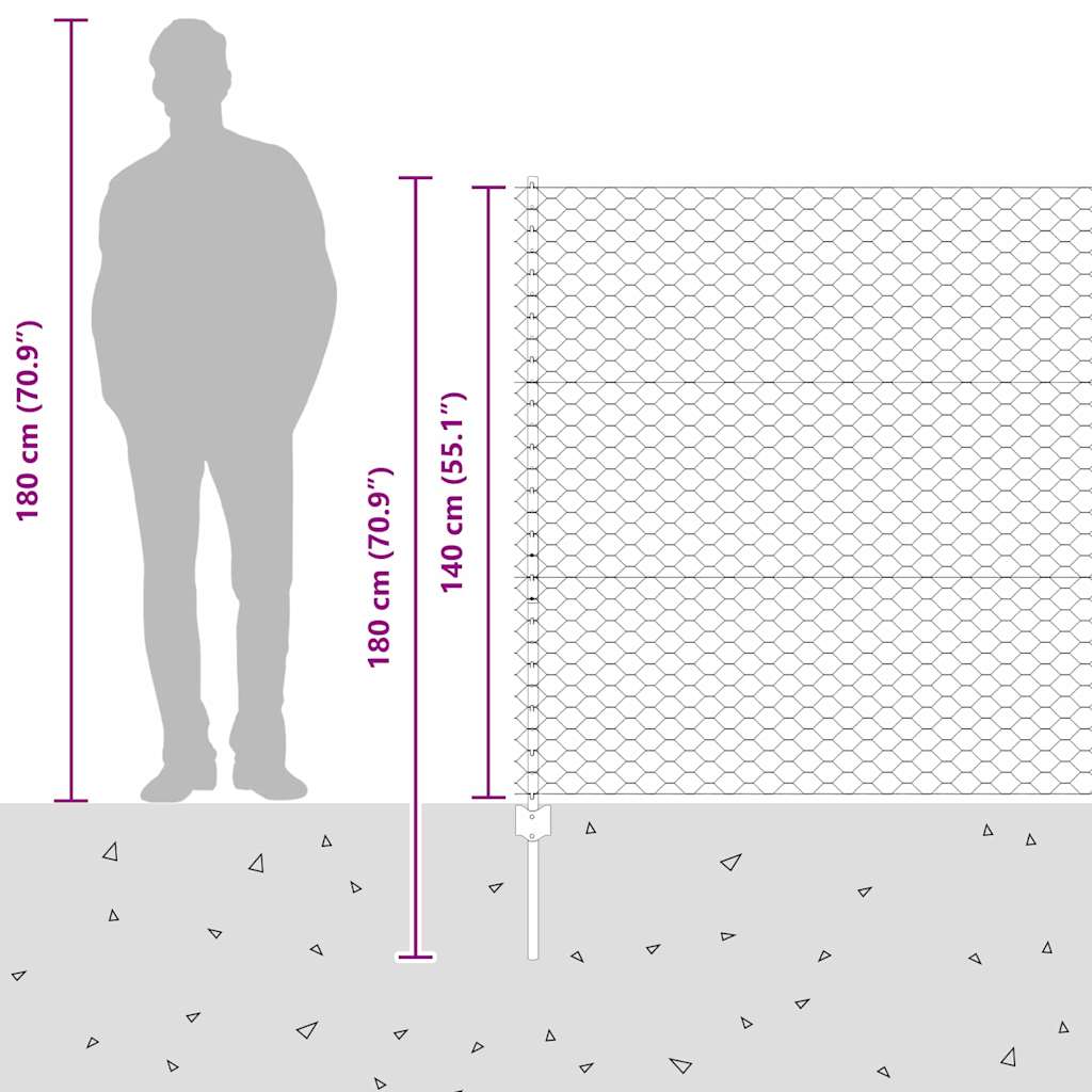 Zavarena žičana ograda 50 x 1,4 m (Š x V) Čelik premazan PVC-om