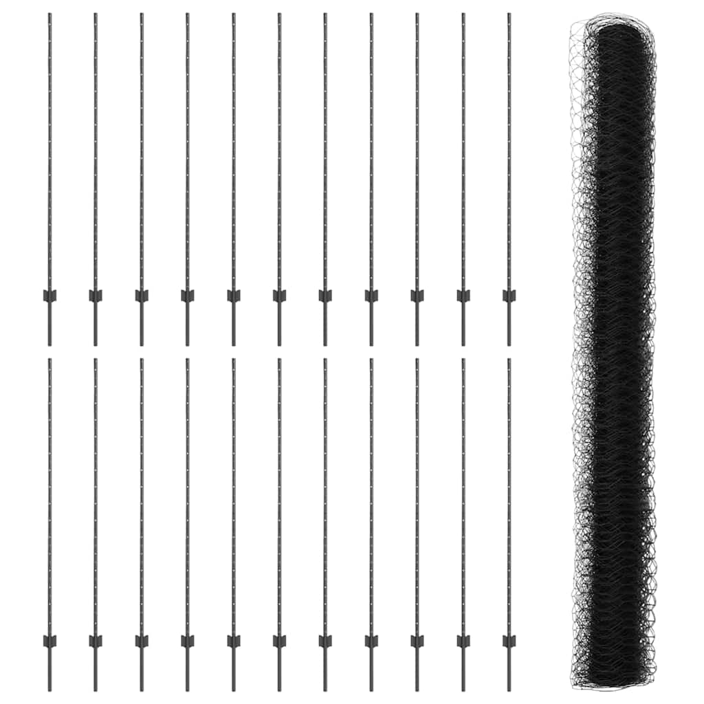 Heksagonalna ograda s stubom 50 x 1,5 m Čelik premazan PVC-om