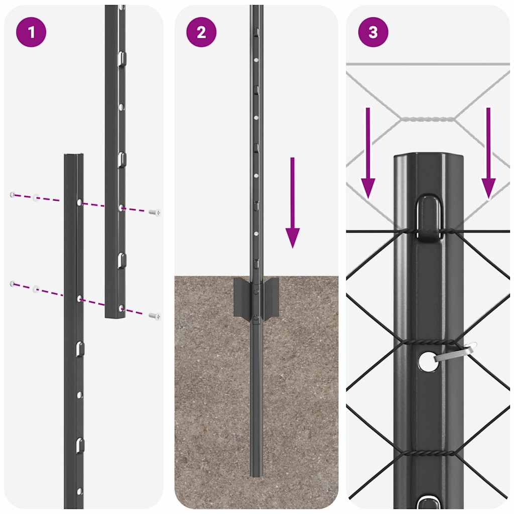 Heksagonalna ograda s stubom 50 x 1,5 m Čelik premazan PVC-om