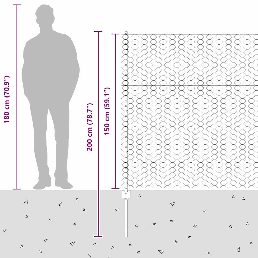Heksagonalna ograda s stubom 50 x 1,5 m Čelik premazan PVC-om
