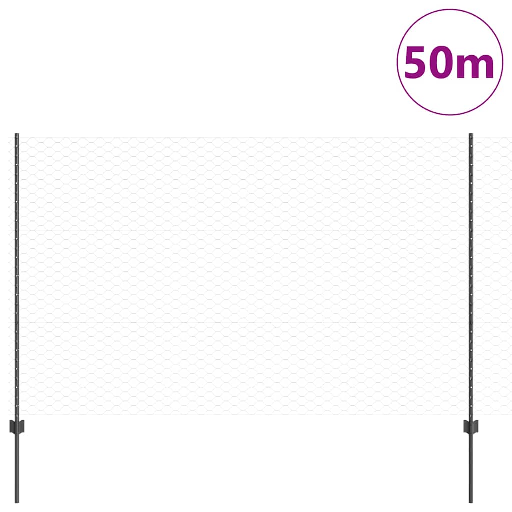 Heksagonalna ograda s stubom 50 x 1,5 m Čelik premazan PVC-om