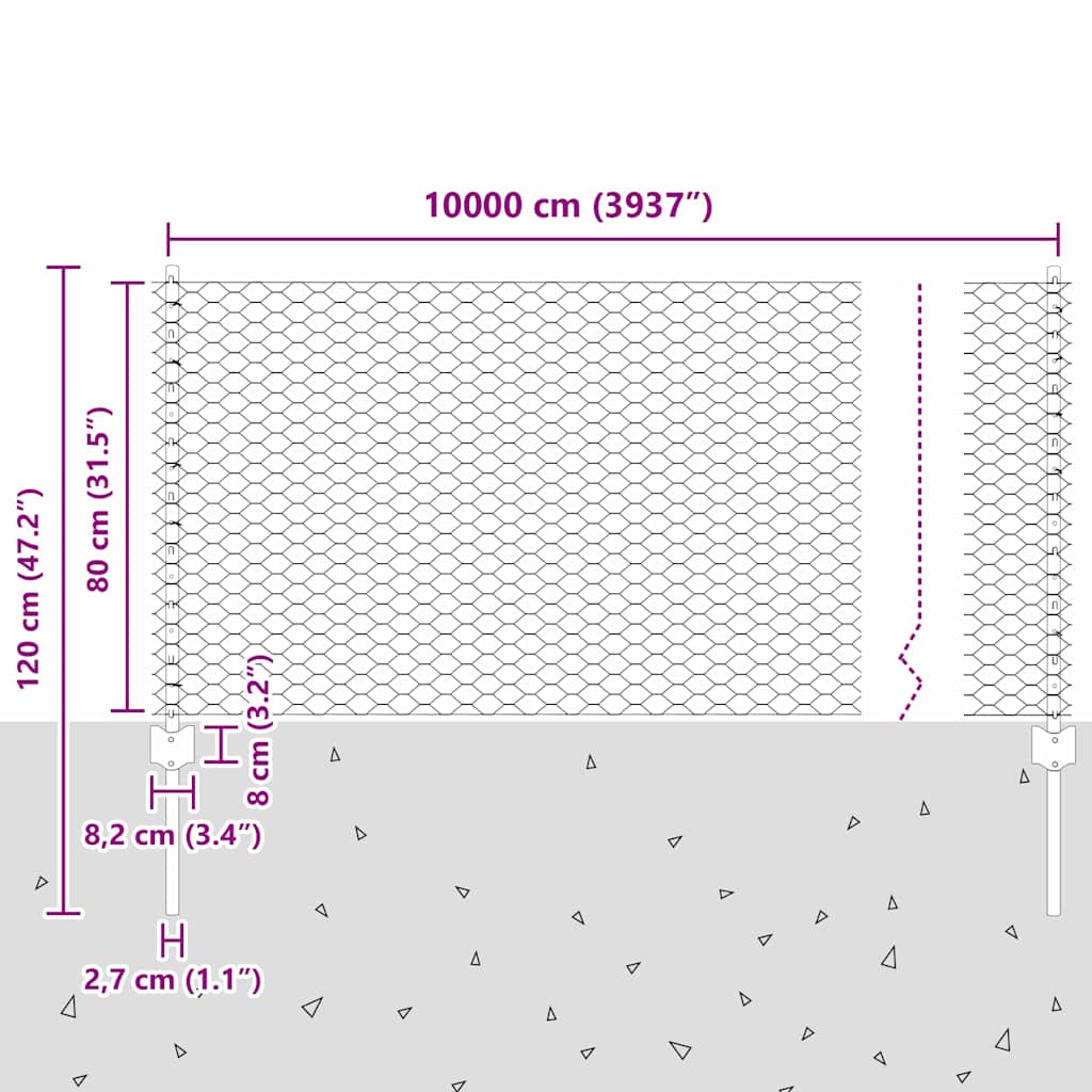 Zavarena žičana ograda 100 x 0,8 m (Š x V)