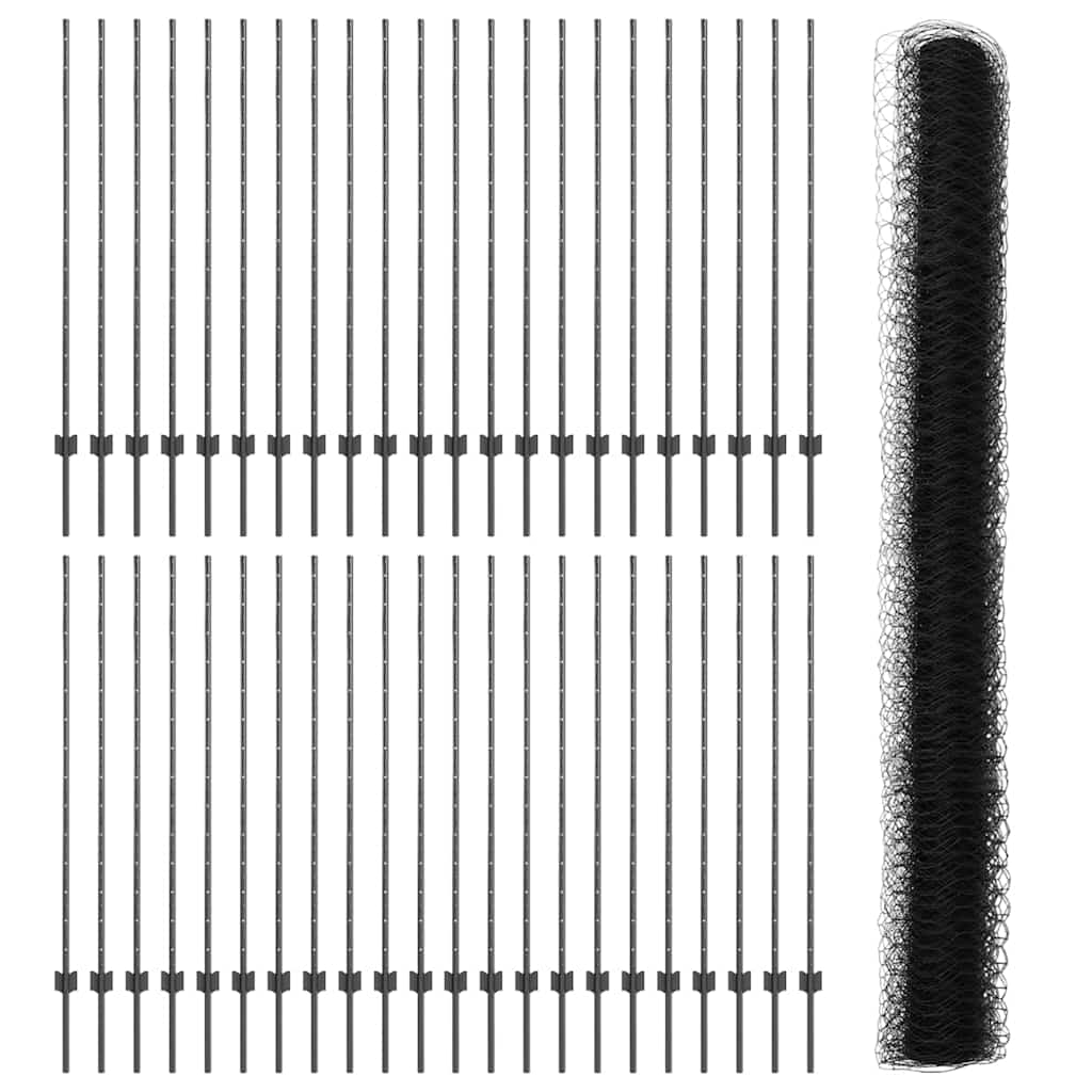 Heksagonalna ograda s stubom 100 x 1,4 m Čelik premazan PVC-om