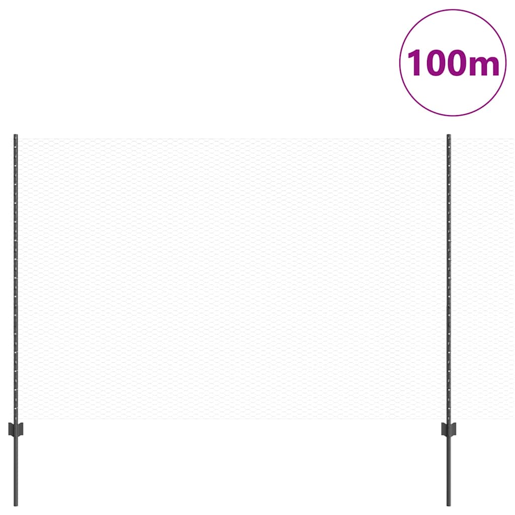 Heksagonalna ograda s stubom 100 x 1,6 m Čelik premazan PVC-om