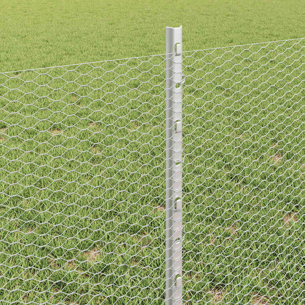 Heksagonalna ograda s stubom 10 x 0,6 m Pocinčani čelik Srebrna
