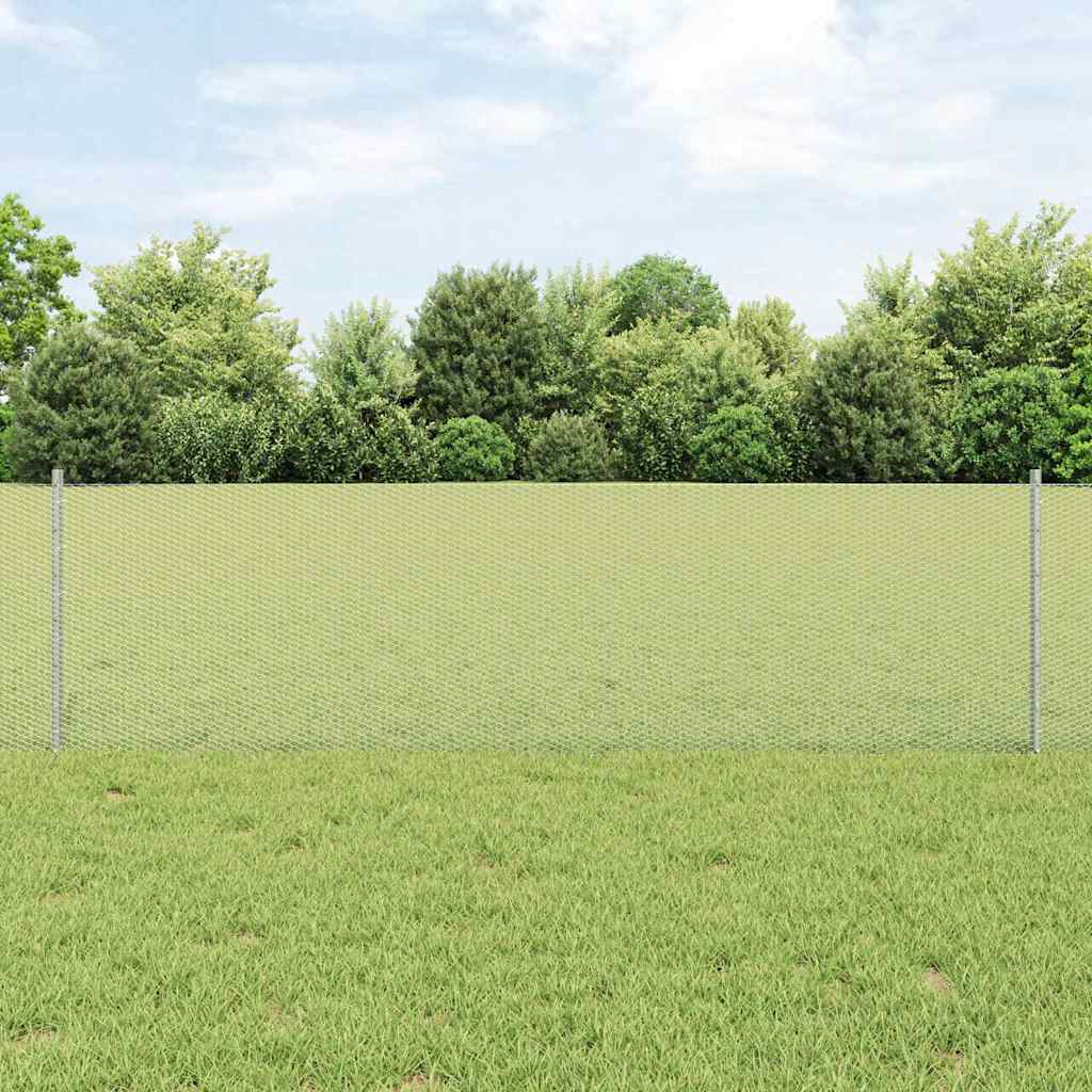 Heksagonalna ograda s stubom 10 x 0,6 m Pocinčani čelik Srebrna