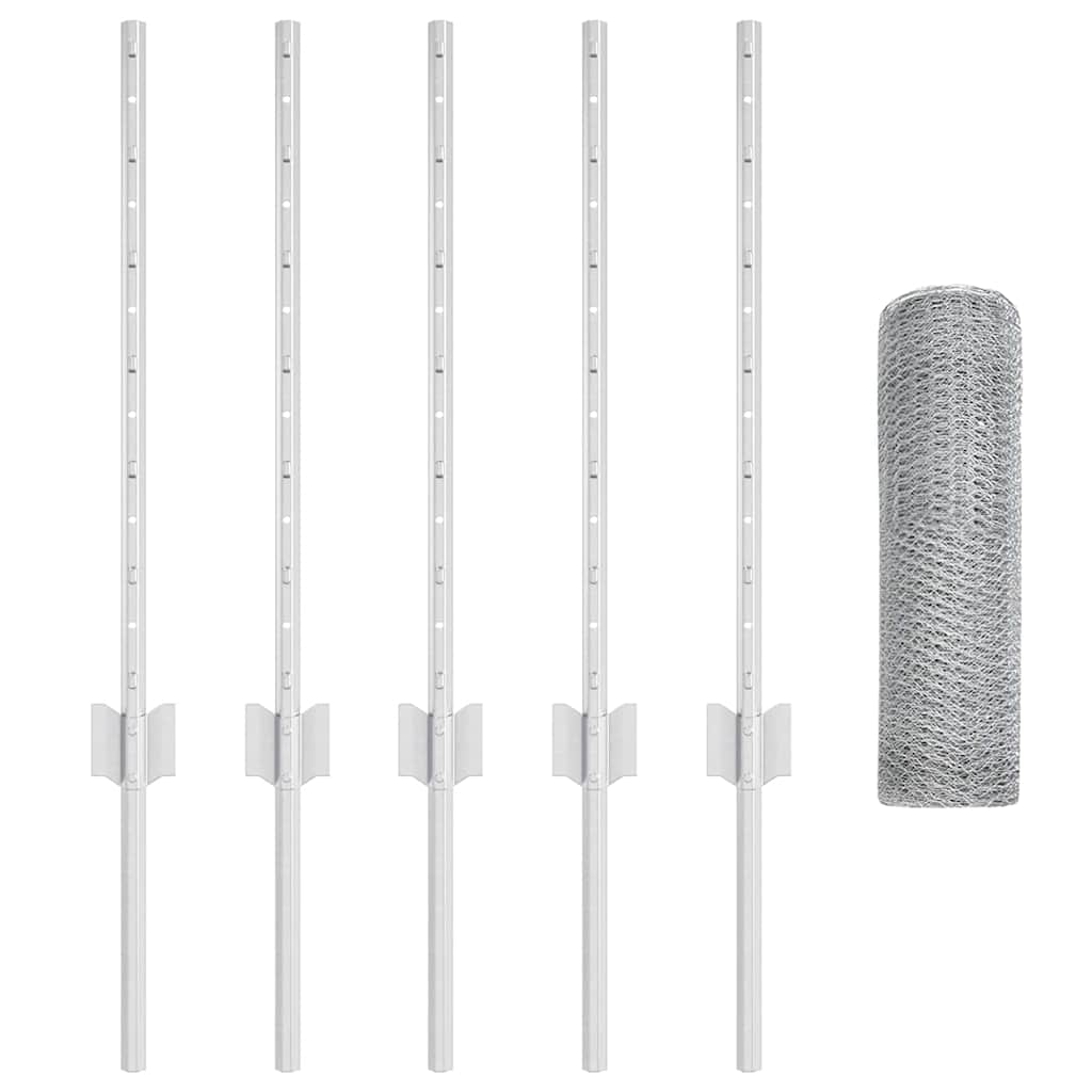Heksagonalna ograda s stubom 10 x 0,6 m Pocinčani čelik Srebrna