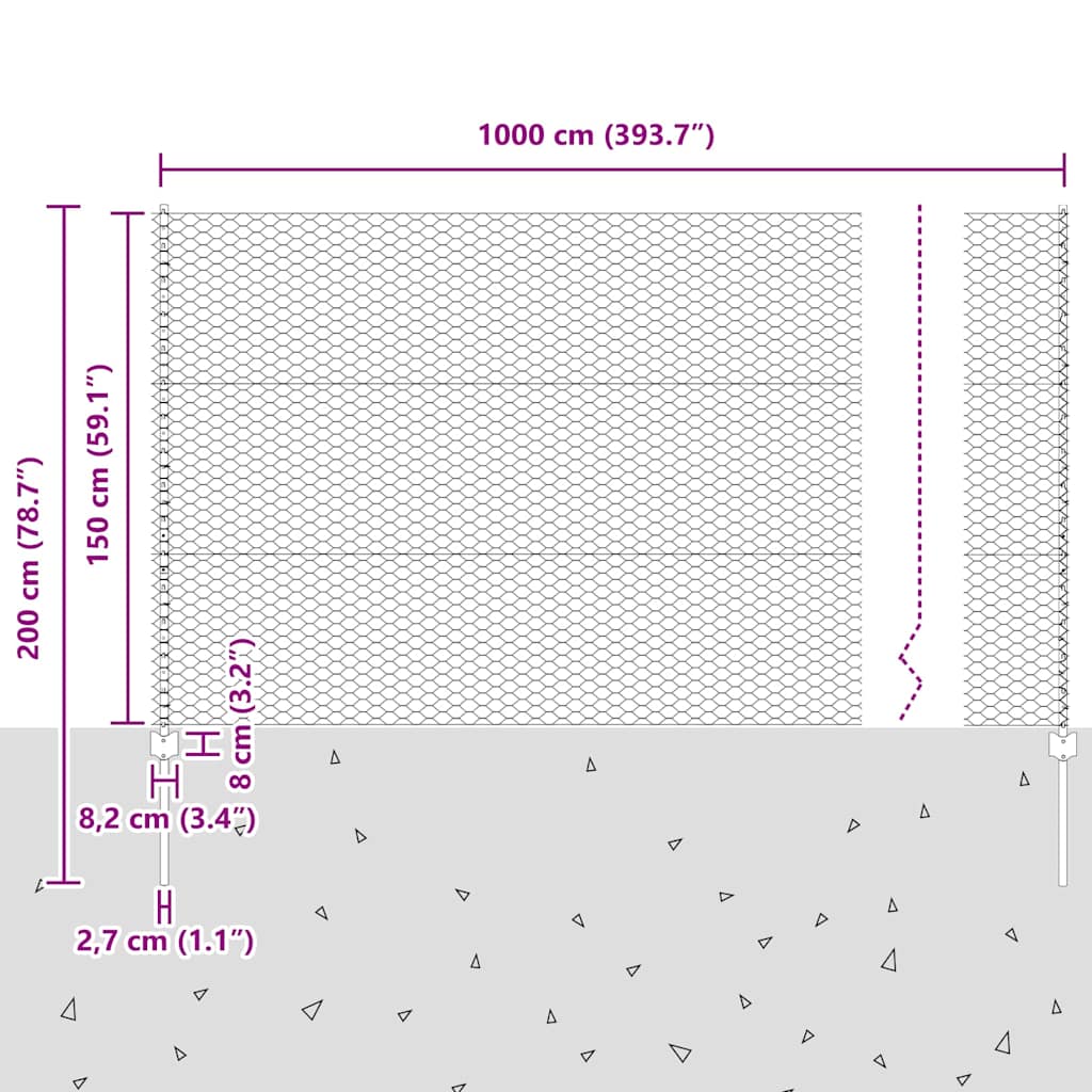 Zavarena žičana ograda 10 x 1,5 m (Š x V) Vruće pocinčani čelik