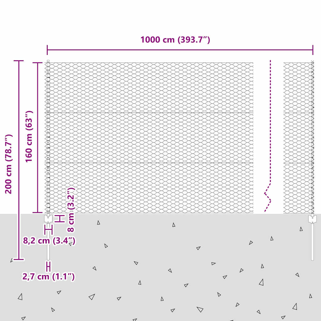 Zavarena žičana ograda 10 x 1,6 m (Š x V) Vruće pocinčani čelik