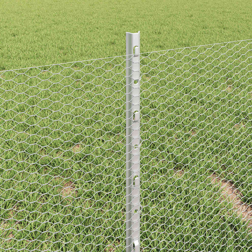 Heksagonalna ograda s stubom 25 x 0,4 m Pocinčani čelik Srebrna