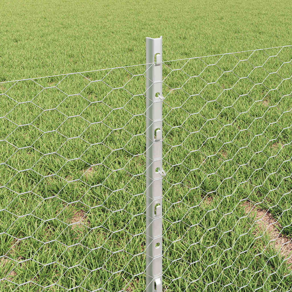 Heksagonalna ograda s stubom 25 x 0,4 m Pocinčani čelik Srebrna