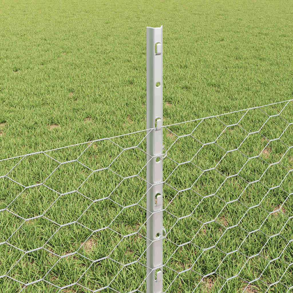 Heksagonalna ograda s stubom 25 x 0,5 m Pocinčani čelik Srebrna