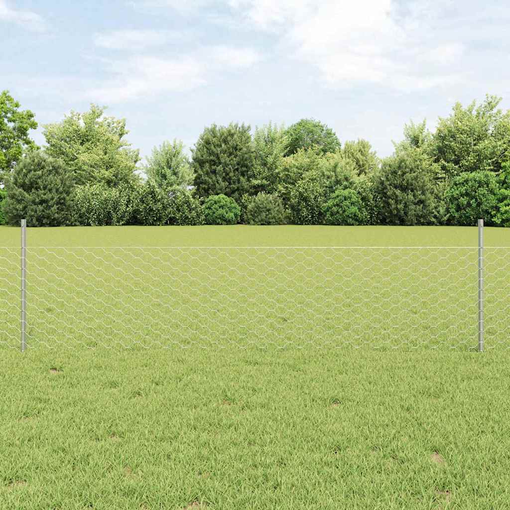 Heksagonalna ograda s stubom 25 x 0,5 m Pocinčani čelik Srebrna