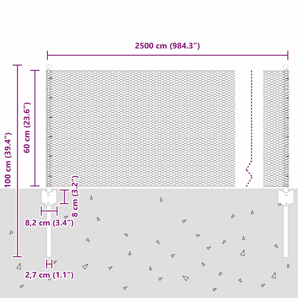 Zavarena žičana ograda 25 x 0,6 m (Š x V) Vruće pocinčani čelik