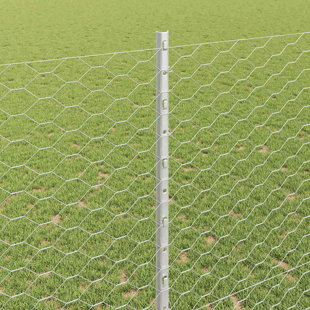 Heksagonalna ograda s stubom 25 x 1,4 m Pocinčani čelik Srebrna