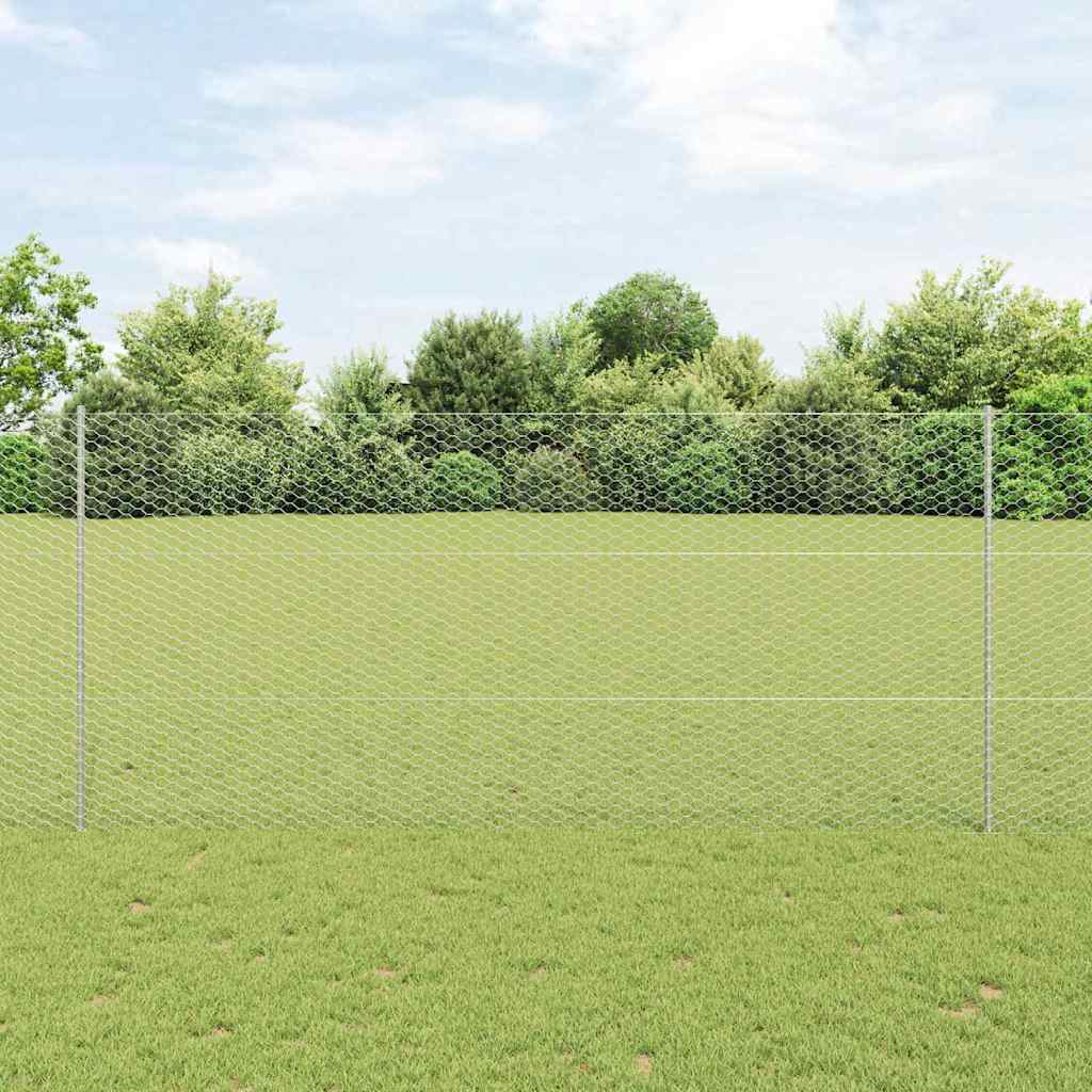 Heksagonalna ograda s stubom 25 x 1,4 m Pocinčani čelik Srebrna