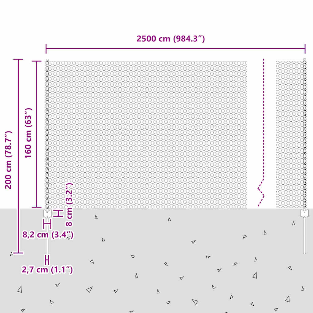 Zavarena žičana ograda 25 x 1,6 m (Š x V) Vruće pocinčani čelik