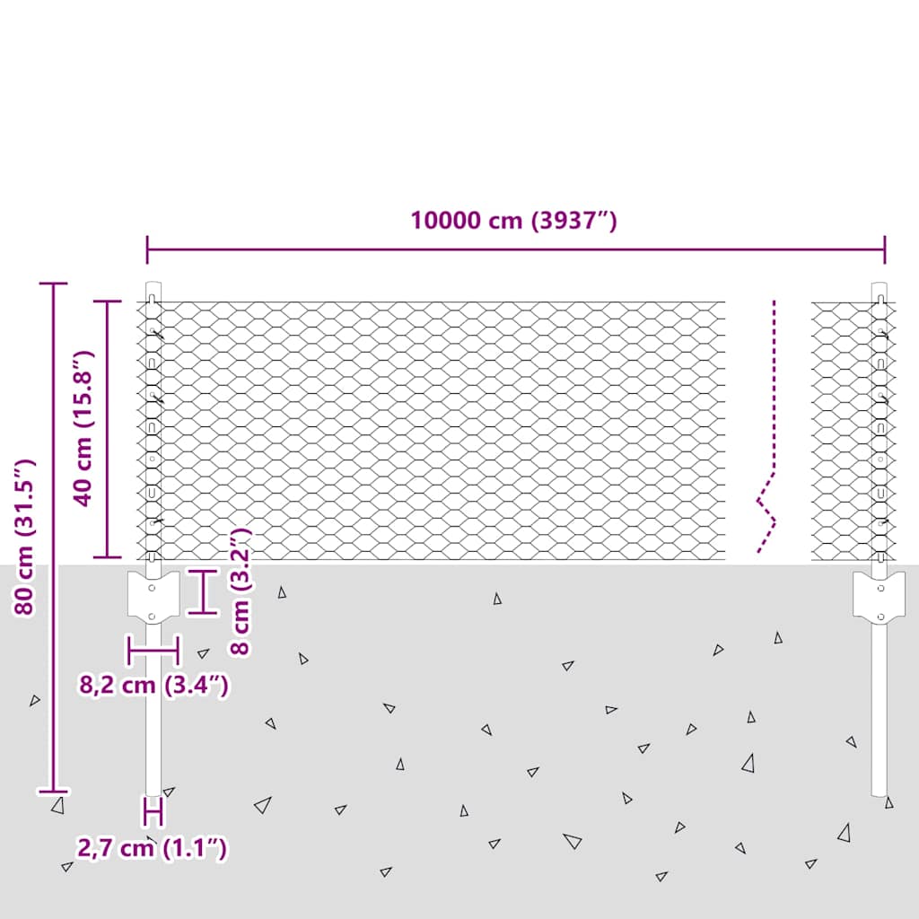 Zavarena žičana ograda 100 x 0,4 m (Š x V)